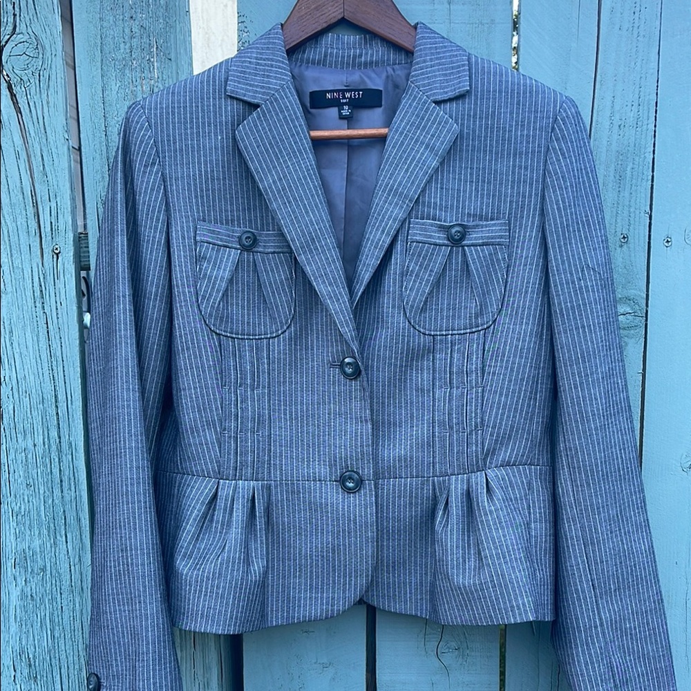 Nine West Women's Gray Striped Jacket & skirt suit